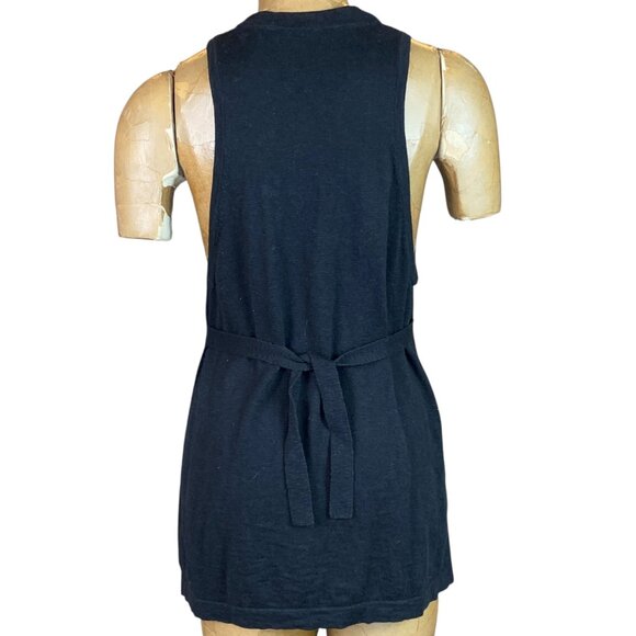 ISDA & CO Linen Blend Button-Up Tunic Vest Top Sz M Black #242L - Picture 4 of 7